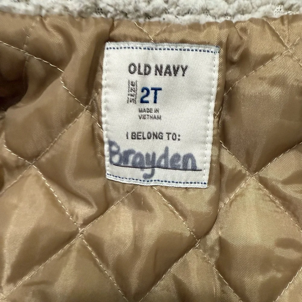 Old Navy Y2K Chore Coat‎ Jacket Barn Country Khaki 2T 2010 Hooded Sherpa Unisex
